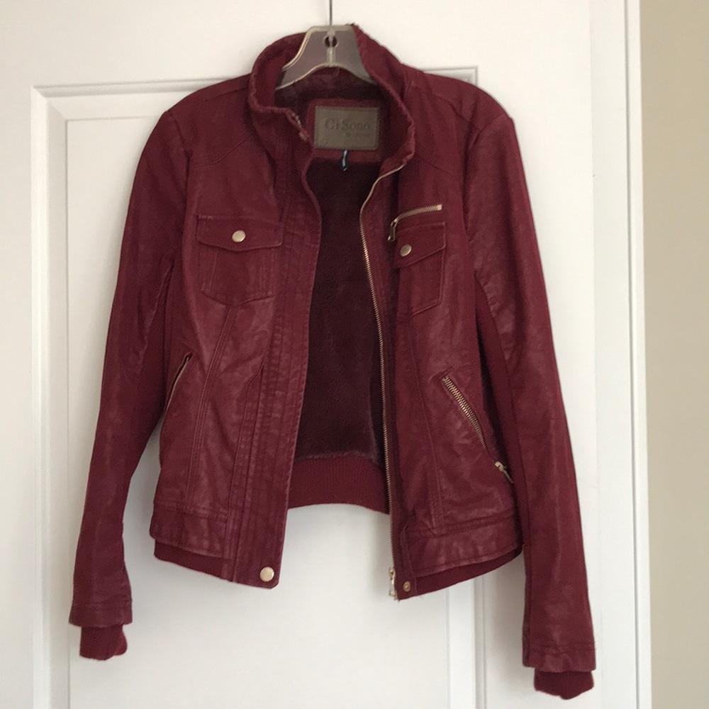 Maroon Leather Jacket